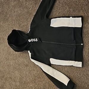 Boys Black Boss Zip Up Hoodie/sweatshirt Size 5